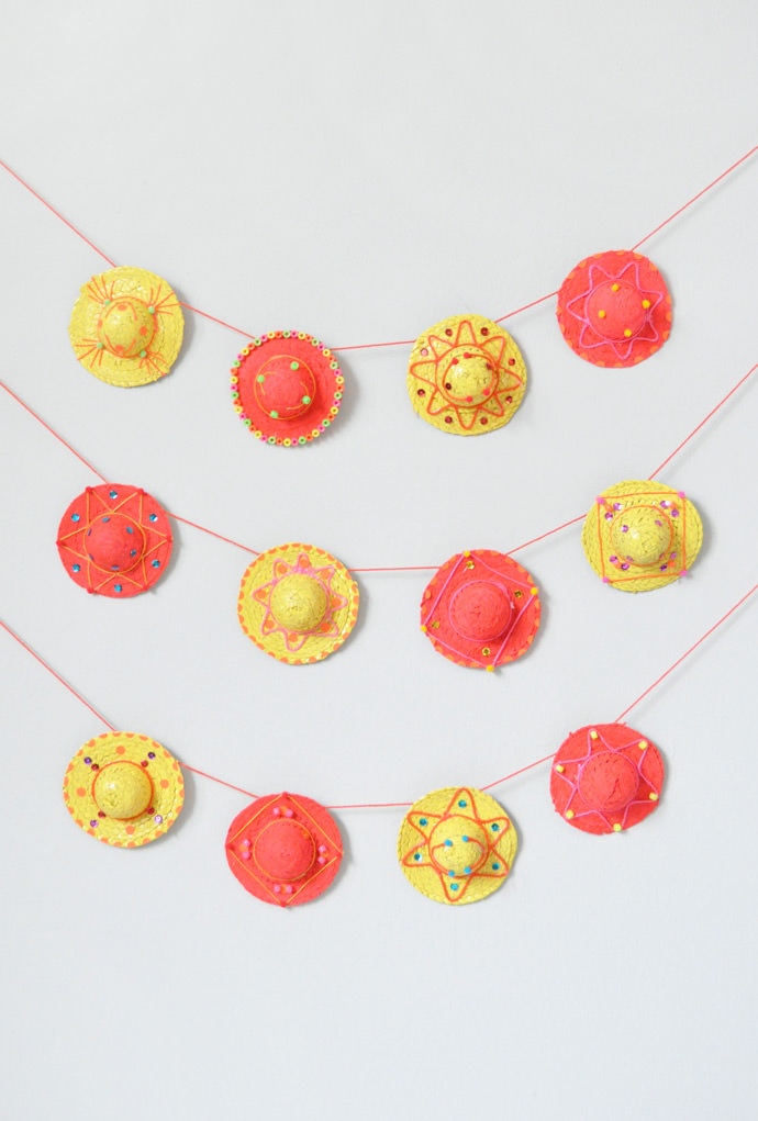 Mini DIY Sombrero Garland for Cinco de Mayo