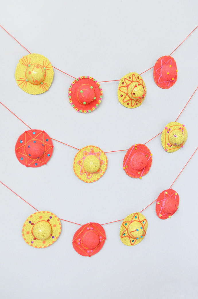 Mini DIY Sombrero Garland for Cinco de Mayo