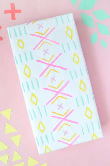DIY Rainbow Mudcloth Gift Wrap