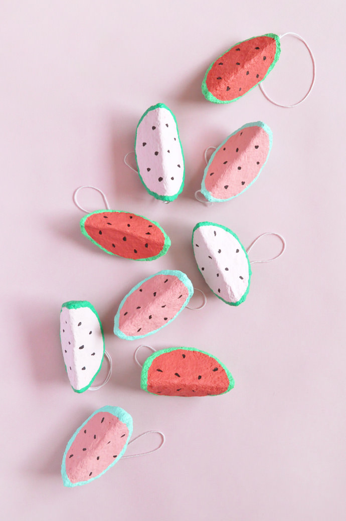 DIY Paper Mache Watermelon Charms