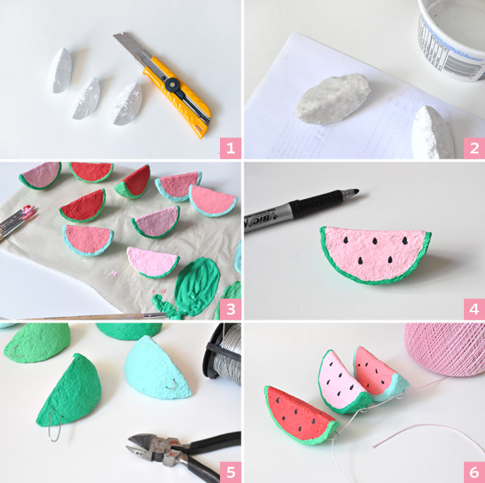 DIY Paper Mache Watermelon Charms