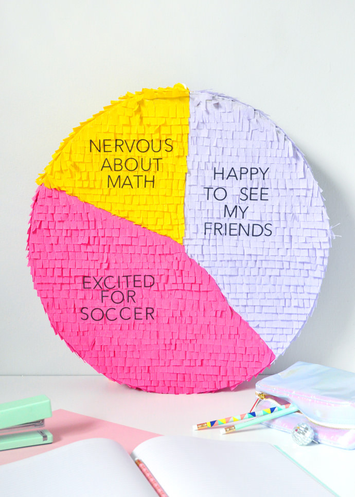 DIY Pie Chart Back-to-School Pinata