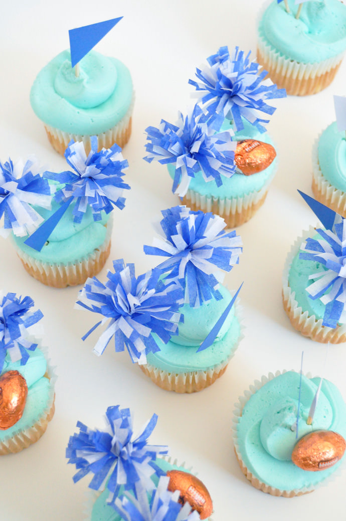 Go Team! DIY Pom Pom Cupcake Toppers