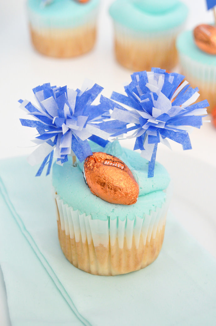 Go Team! DIY Pom Pom Cupcake Toppers