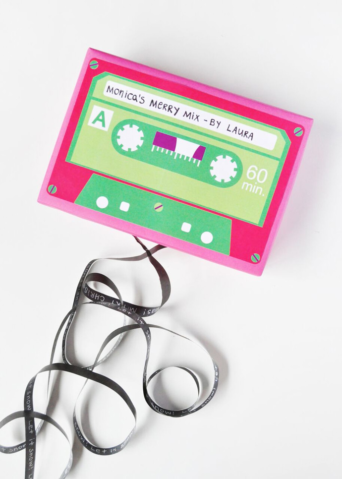 DIY Cassette Tape Gift Wrap