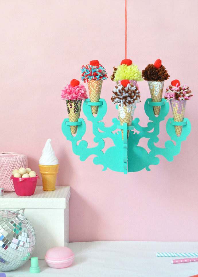 DIY Ice Cream Chandelier