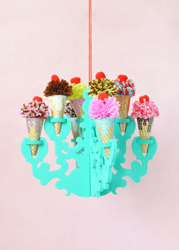 DIY Ice Cream Chandelier