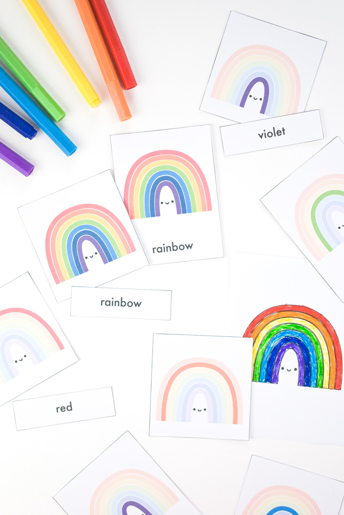 Printable Rainbow Color Matching Cards