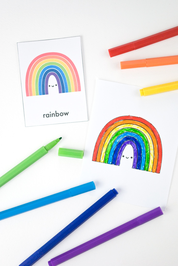 Printable Rainbow Color Matching Cards