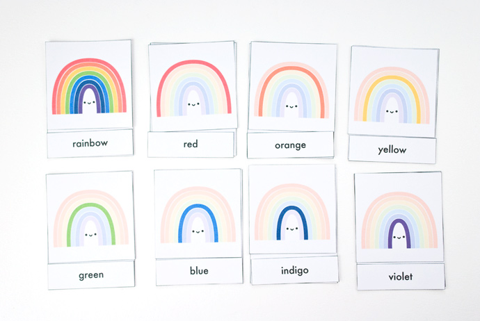 Printable Rainbow Color Matching Cards