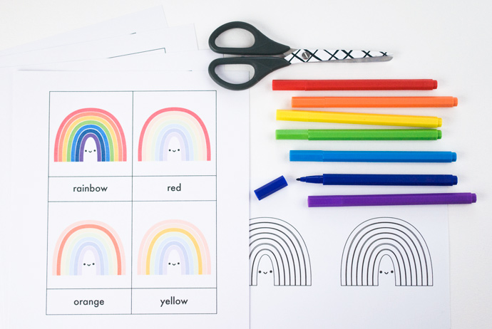 Printable Rainbow Color Matching Cards