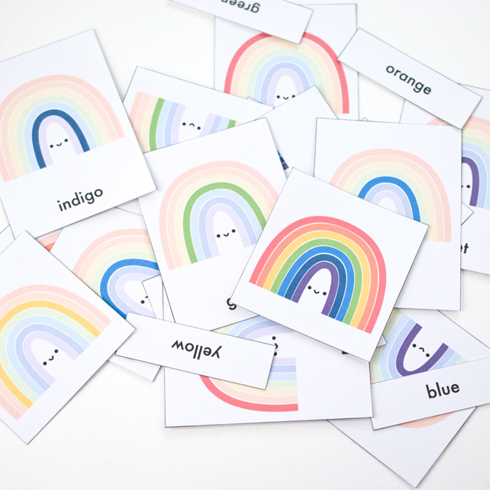 Printable Rainbow Color Matching Cards
