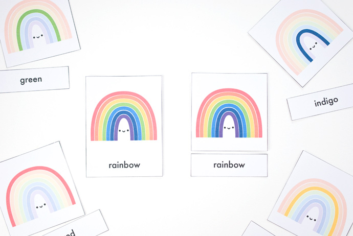 Printable Rainbow Color Matching Cards