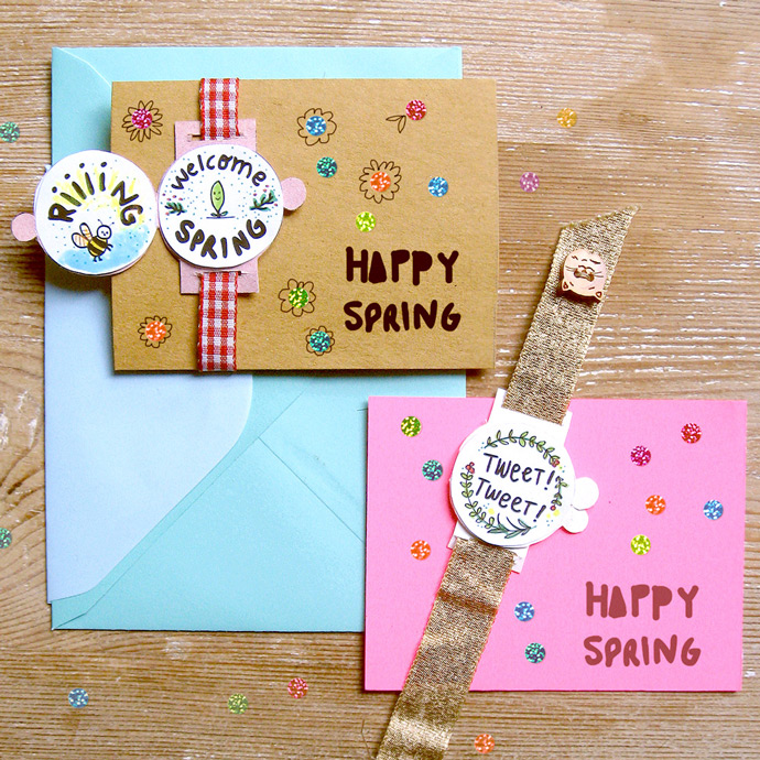 DIY Greeting Card Watches for Spring