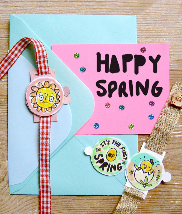DIY Greeting Card Watches for Spring