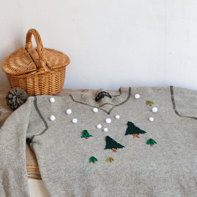 DIY Winter Woods Embroidered Pullover