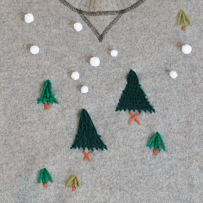 DIY Winter Woods Embroidered Pullover
