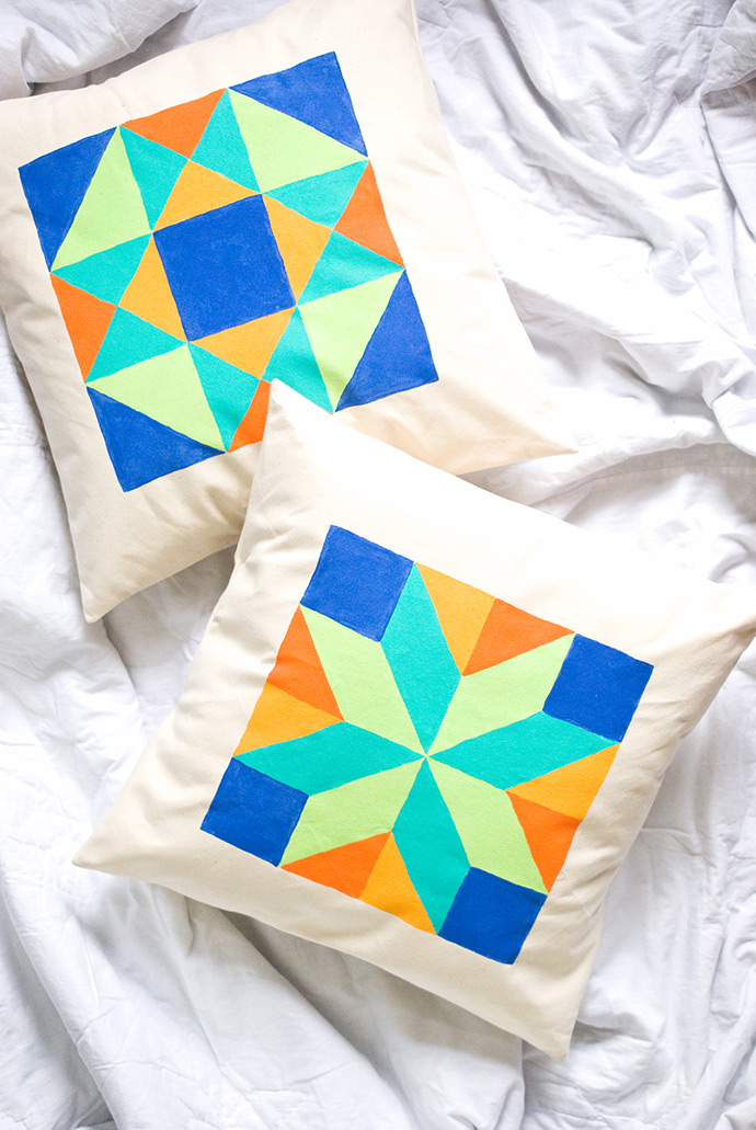 Painted Quilt Block Pillows