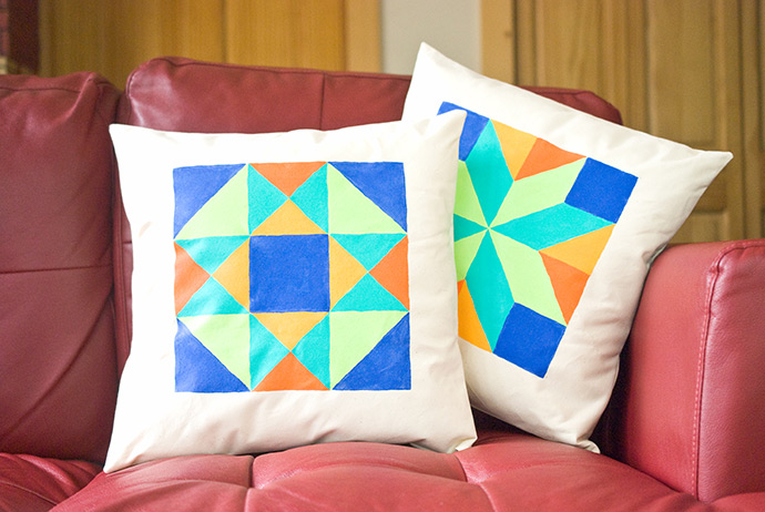 Painted Quilt Block Pillows