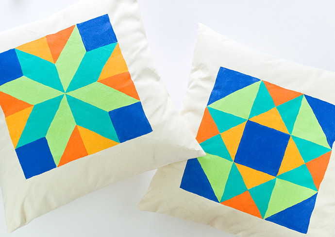 Painted Quilt Block Pillows