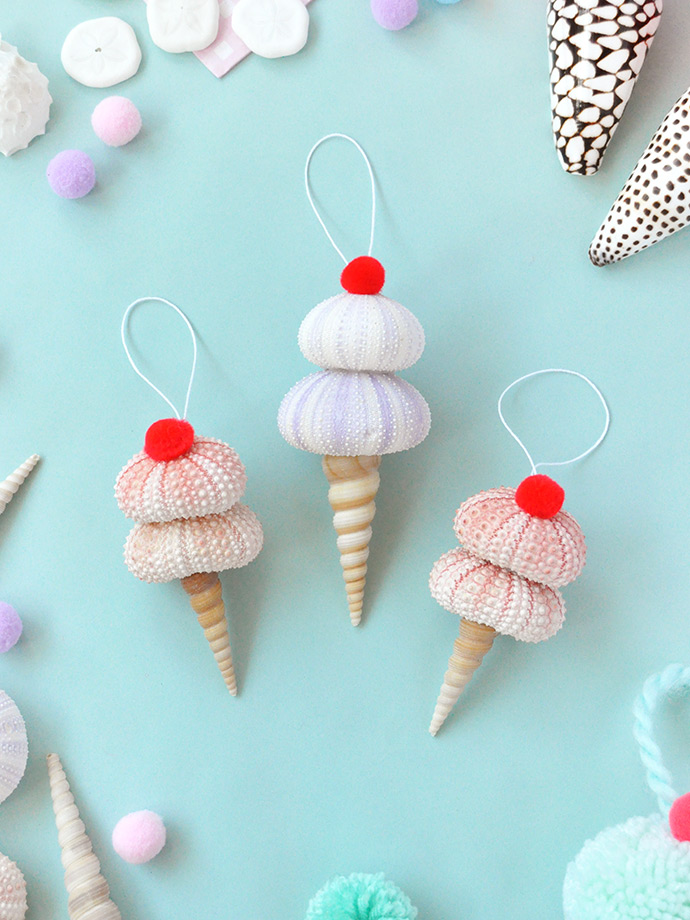 DIY Seashell Ice Cream Ornaments ⋆ Handmade Charlotte