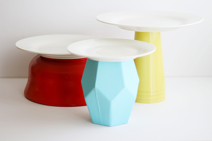 DIY Spray Painted Cake Stands