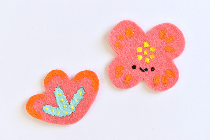 Painted Felt Flower Planner Clips