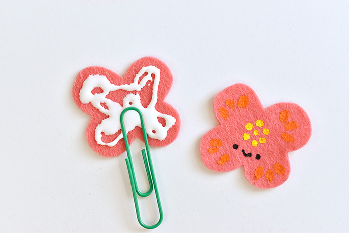 Painted Felt Flower Planner Clips