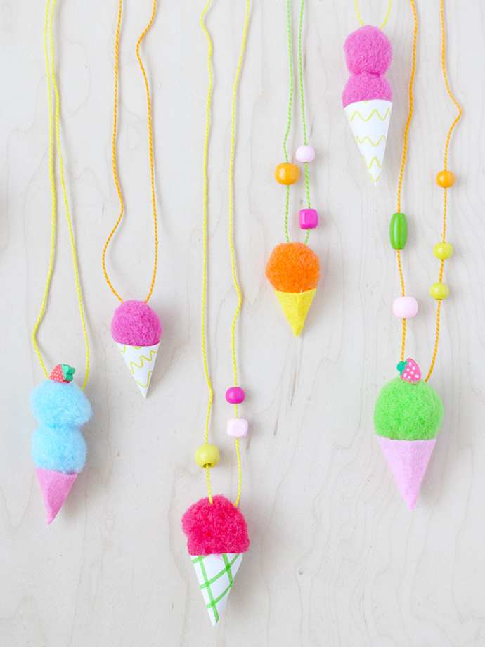 Pom Pom Ice Cream Necklaces | Handmade Charlotte | Bloglovin'