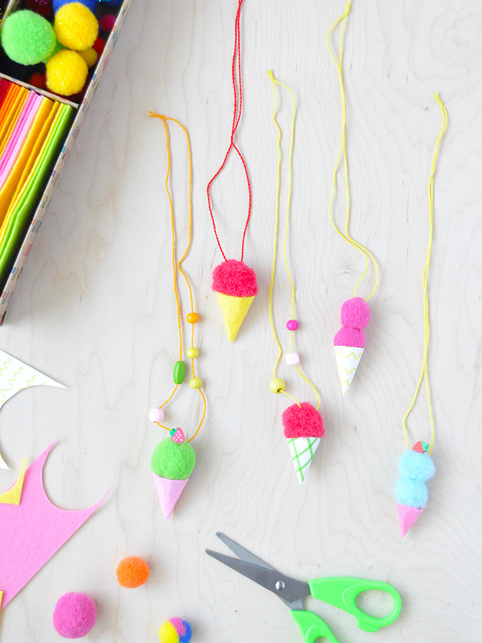 Pom Pom Ice Cream Necklaces