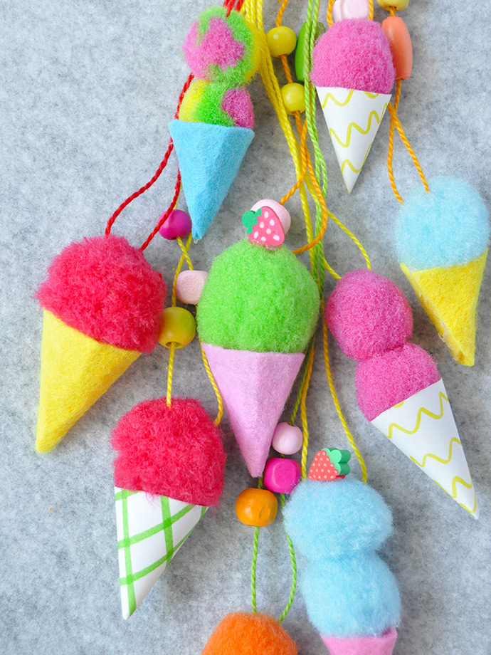 Pom Pom Ice Cream Necklaces