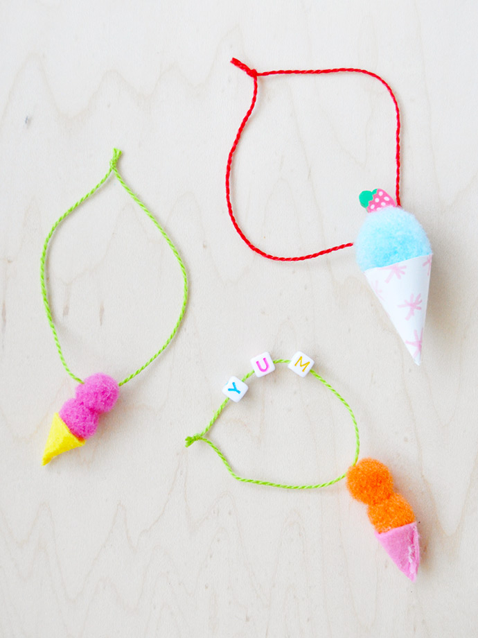 Pom Pom Ice Cream Necklaces