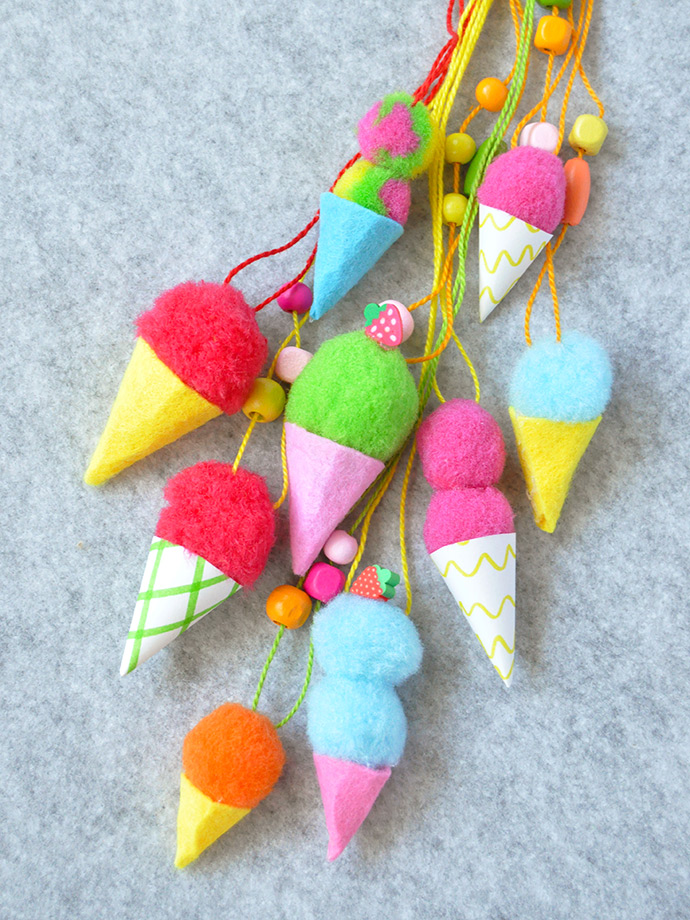 Pom Pom Ice Cream Necklaces