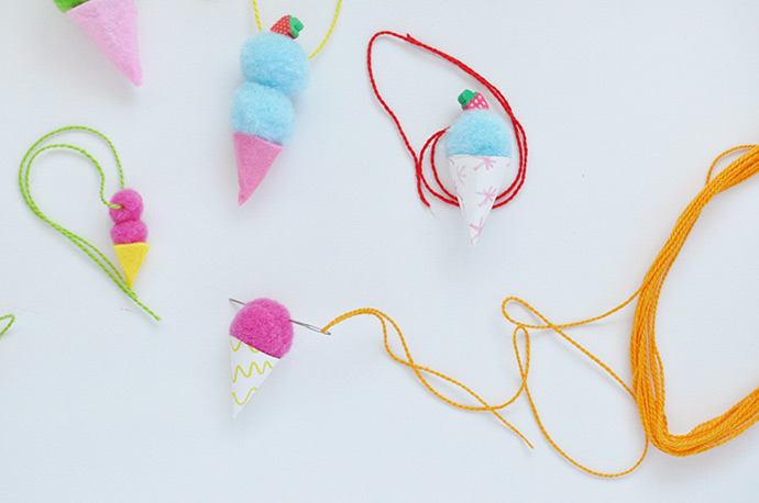 Pom Pom Ice Cream Necklaces