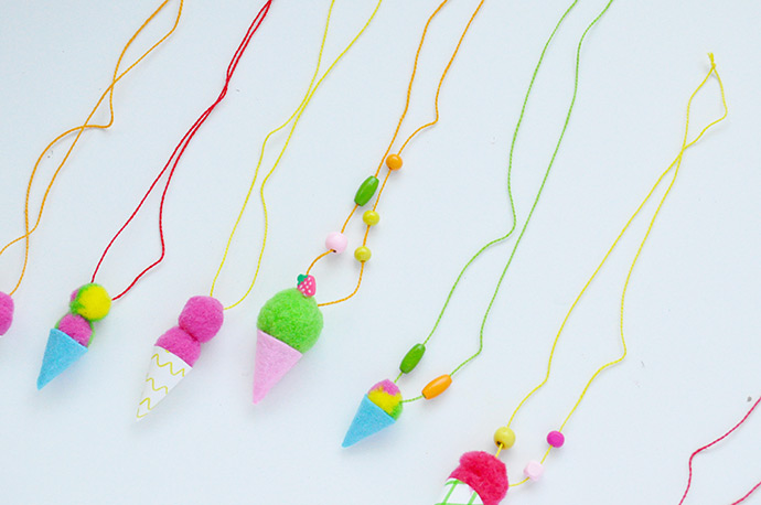 Pom Pom Ice Cream Necklaces