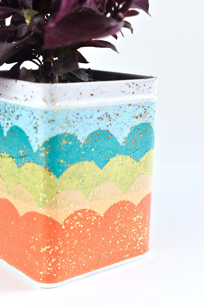 Mermaid Scales Mod Podge Plant Tin