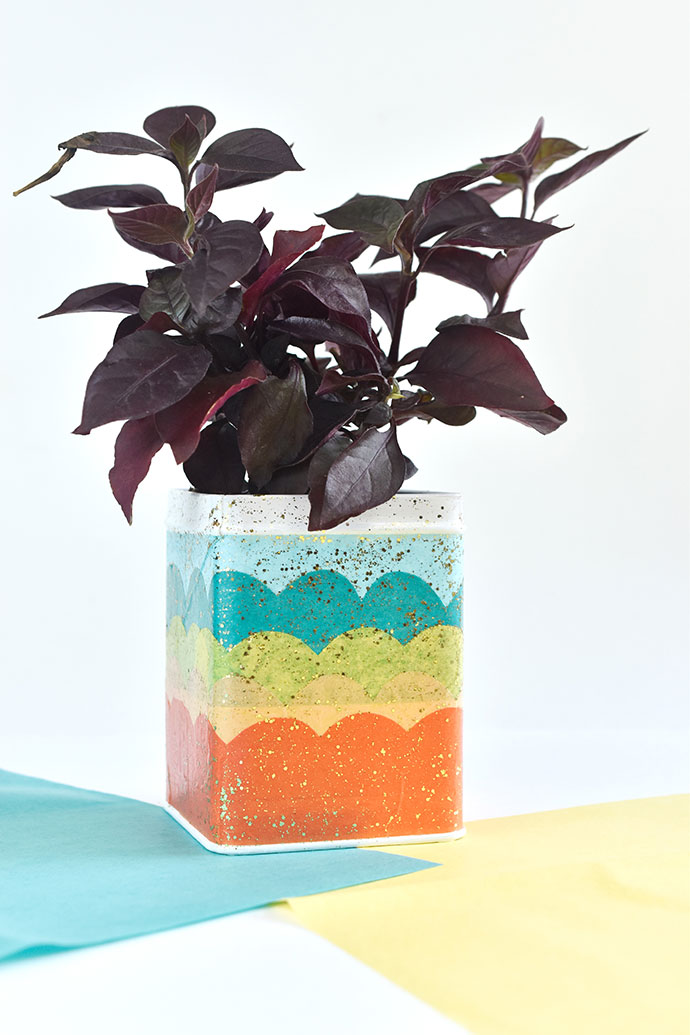 Mermaid Scales Mod Podge Plant Tin