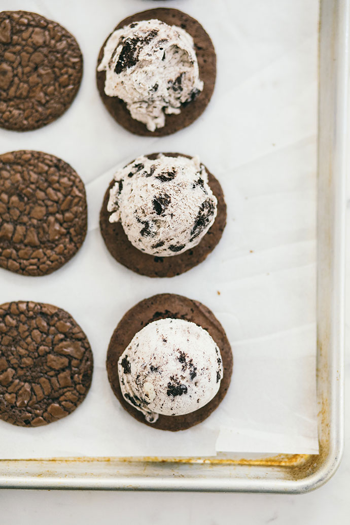 Cookies & Cream Ice Cream Sandwiches with Butterscotch Magic Shell