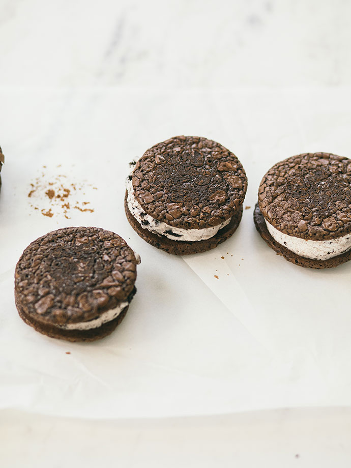 Cookies & Cream Ice Cream Sandwiches with Butterscotch Magic Shell