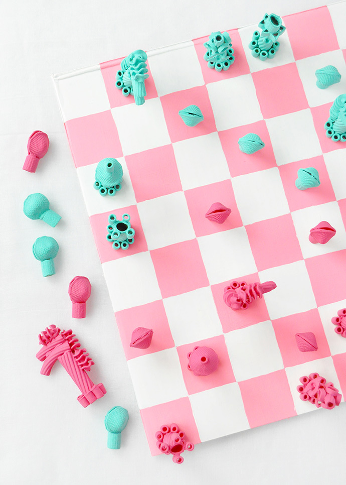 DIY Painted Pasta Chess Set