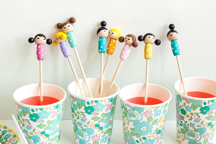 DIY Kokeshi Doll Stir Sticks