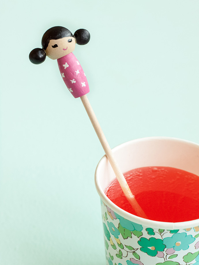 DIY Kokeshi Doll Stir Sticks