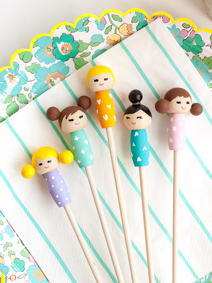 DIY Kokeshi Doll Stir Sticks