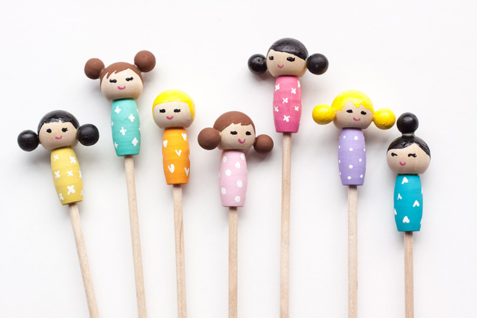 DIY Kokeshi Doll Stir Sticks