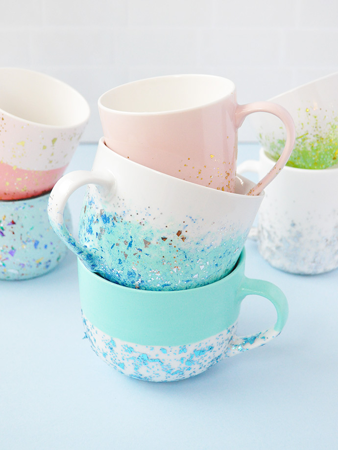 DIY Glitter Speckled Mugs