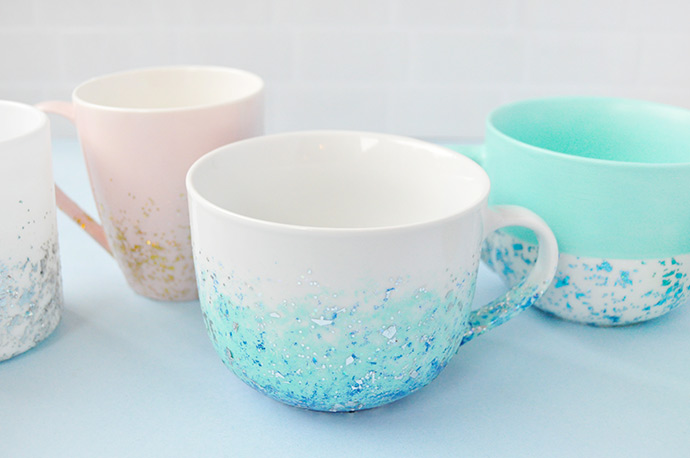 DIY Glitter Speckled Mugs