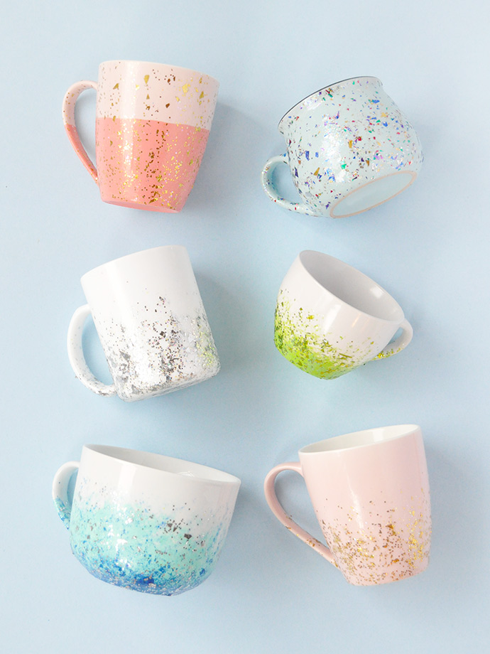 DIY Glitter Speckled Mugs