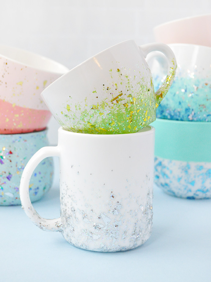 DIY Glitter Speckled Mugs