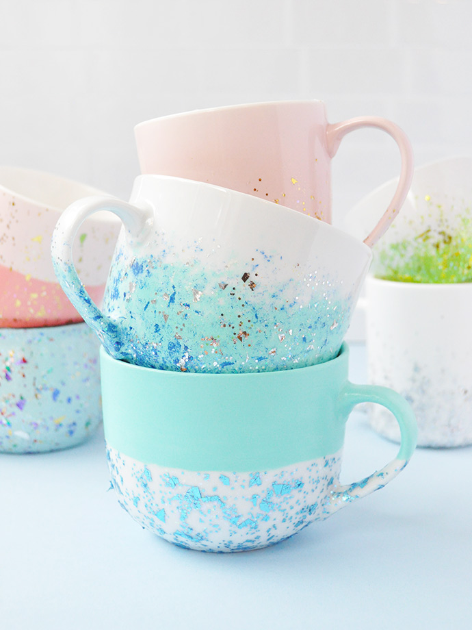 DIY Glitter Speckled Mugs