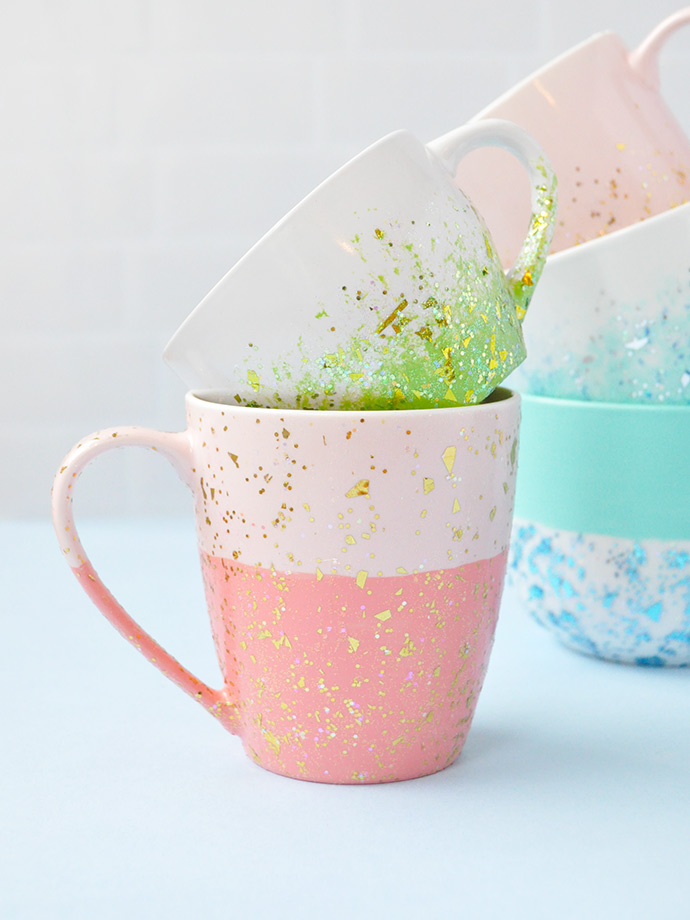 DIY Glitter Speckled Mugs